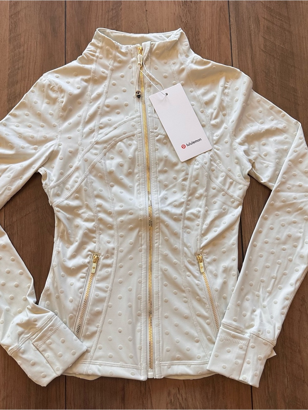 lululemon athletica Cream Textured Dot Full-Zip Bomber Jacket